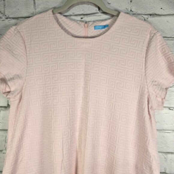 WOMENS J MCLAUGHLIN ALINE DRESS PINK KNIT GREEK KEY TEXTURE CATALINA CLOTH LARGE - Picture 3 of 7